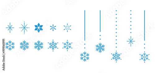 Snowflake vector illustration set. Icon,  background, Christmas decoration. Winter image.