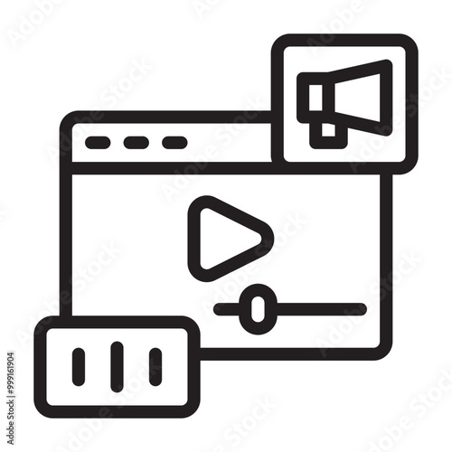 Video marketing Icon Editable Stroke. Pixel Perfect Vector