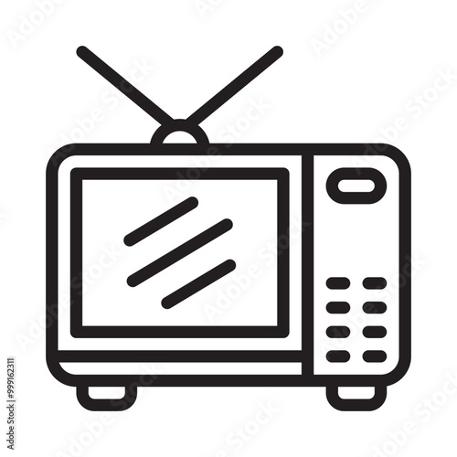 Television Icon Editable Stroke. Pixel Perfect Vector