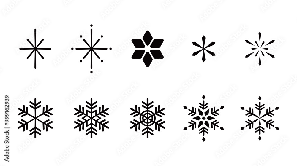 Simple and cute snowflake vector illustration set. Icon, background, Christmas decoration. Winter image. Simple and cute snowflake vector illustration set. Icon, background, Christmas decoration. Winter image.