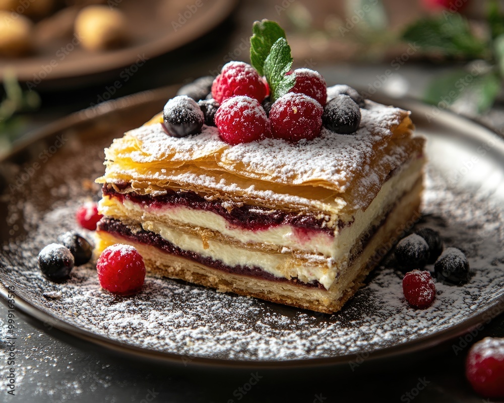 Classic pastry dessert served on a plate Classic pastry dessert served on a plate