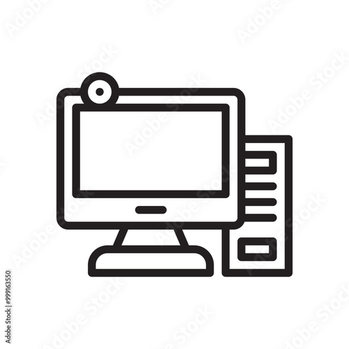 Computer Icon Editable Stroke. Pixel Perfect Vector