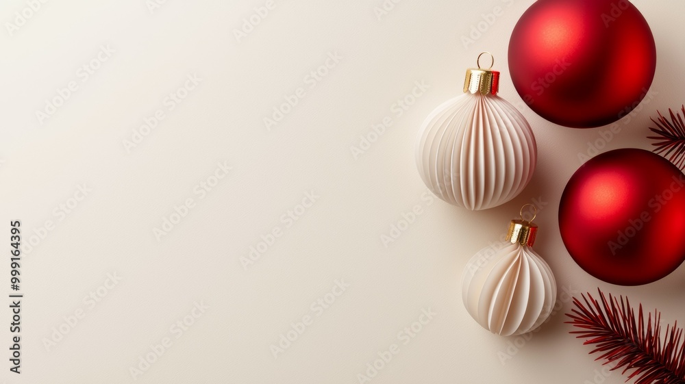 A white and red ornament is placed on a white background A white and red ornament is placed on a white background