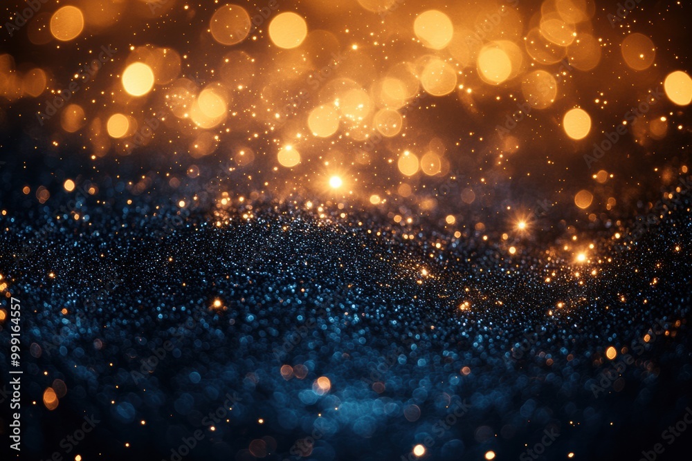 Blue and gold Abstract background and golden glitter Blue and gold Abstract background and golden glitter