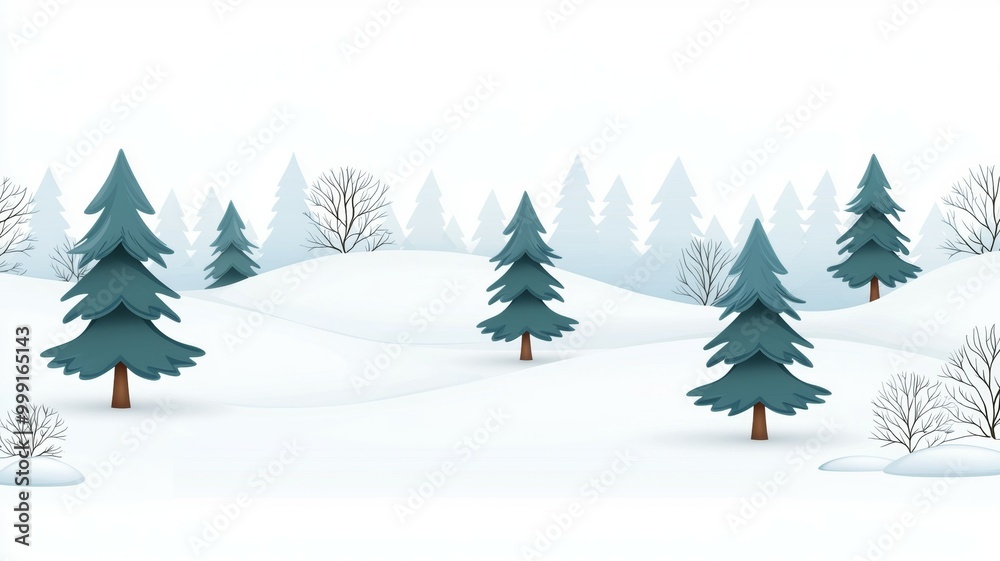 A snowy landscape with a row of trees A snowy landscape with a row of trees