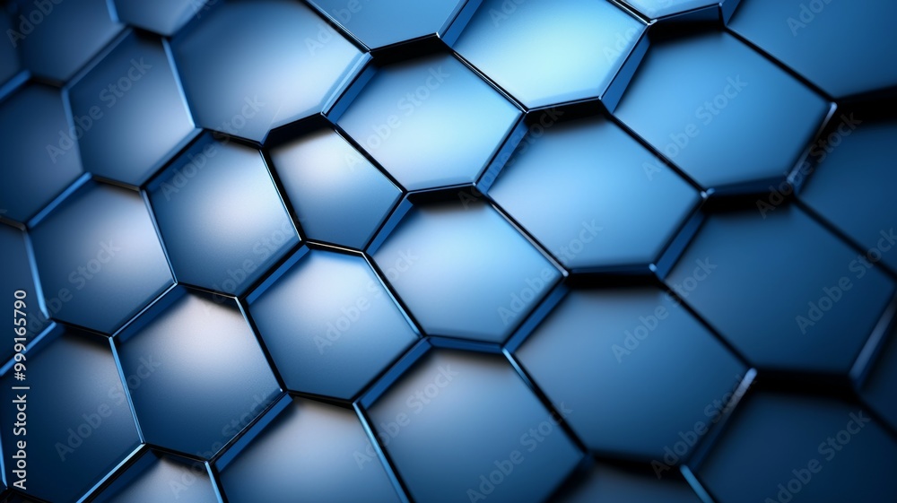 A blue hexagonal pattern with a metallic sheen A blue hexagonal pattern with a metallic sheen