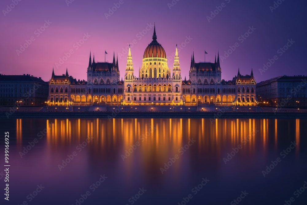 Fototapeta premium Magnificent Hungarian Parliament Building at Night