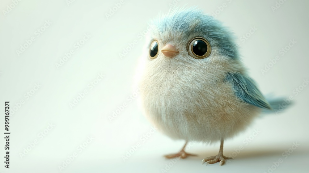 A cute little blue bird with big eyes. A cute little blue bird with big eyes.