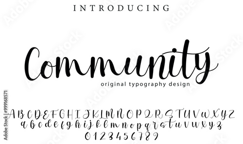 Community Font Stylish brush painted an uppercase vector letters, alphabet, typeface