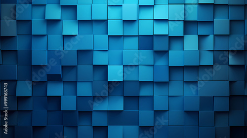 Abstract blue background, gradient blue background. geometric texture of light-dark blue squares. Chiaroscuro. Illustration