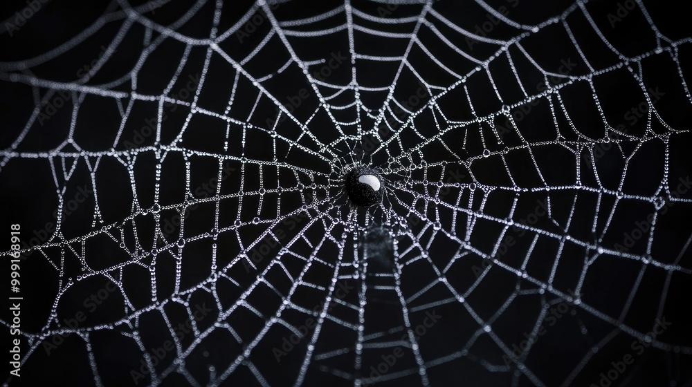 Obraz premium Creepy spider web on dark background