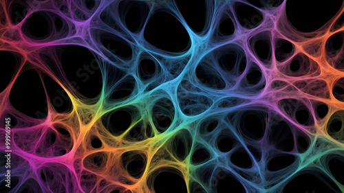 Wallpaper Mural Intricate multi-colored silk spider web texture with unique designs, creating an artistic display that highlights nature's beauty against a contrasting dark backdrop. Abstract background Torontodigital.ca