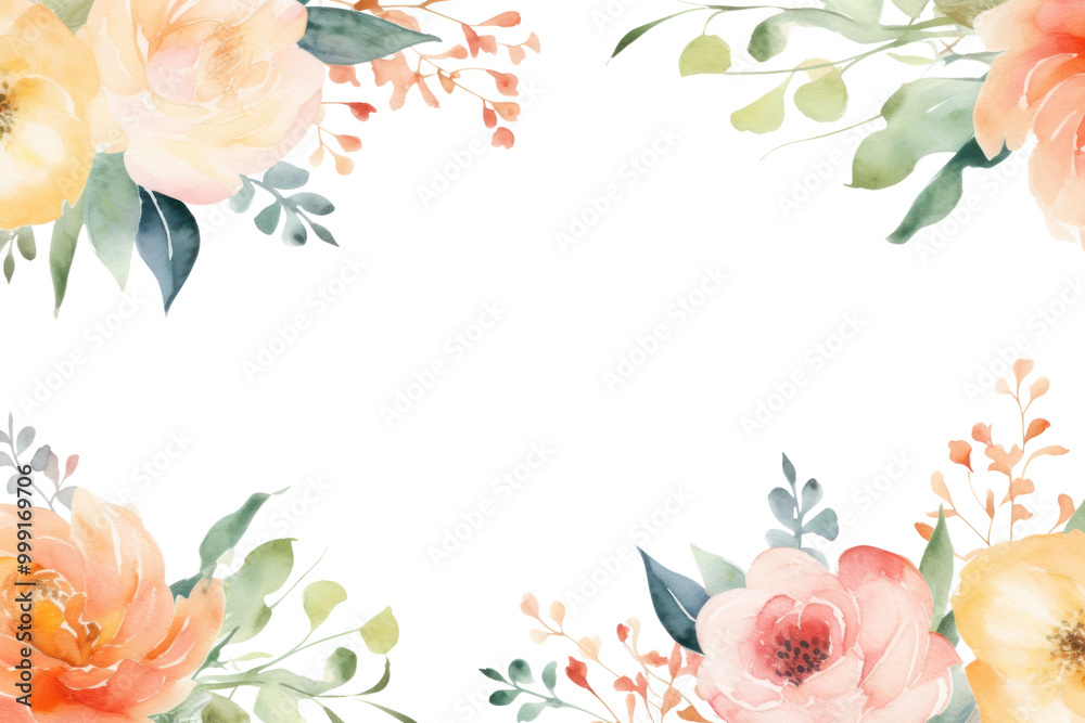 Fototapeta premium PNG Watercolor painting border pattern flower nature.