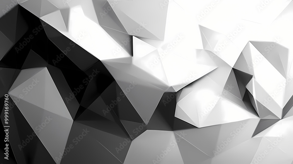 Fototapeta premium Abstract low poly black and white geometric art. Low Poly Art. Illustration