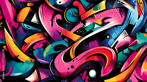 Wallpaper Mural Abstract graffiti art background with vibrant colors and street art motifs. Graffiti Tags. Illustration Torontodigital.ca