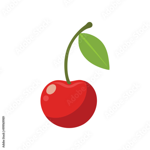 Cherry fruit flat vector illustration on white background