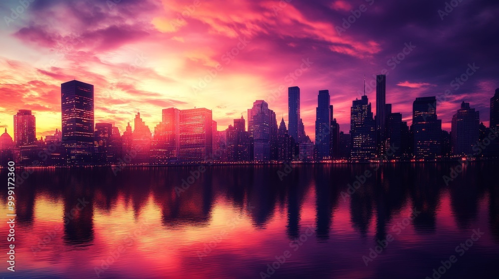 Quote over a city skyline with a dramatic sunset, combining urban energy with natural beauty. Quote over a city skyline with a dramatic sunset, combining urban energy with natural beauty.