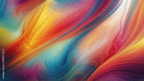 Colorful abstract background, organic rainbow burst, natural forms, vivid shades, smooth transitions, lively composition, nature-inspired abstraction