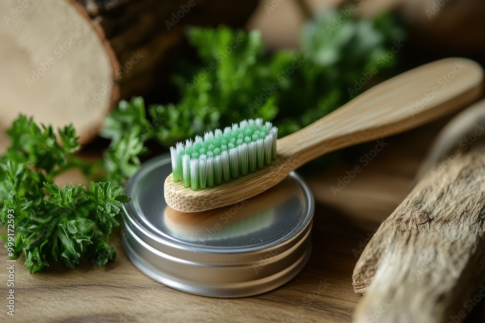Eco-friendly cleaning supplies on wooden table