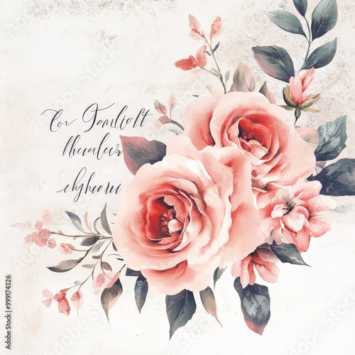 A flowery background with a handwritten message that reads "Vivace"