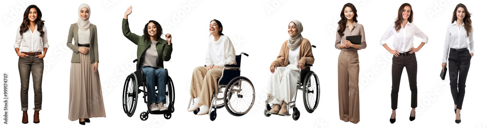 Diverse businesswomen full body png cut out element set Diverse businesswomen full body png cut out element set