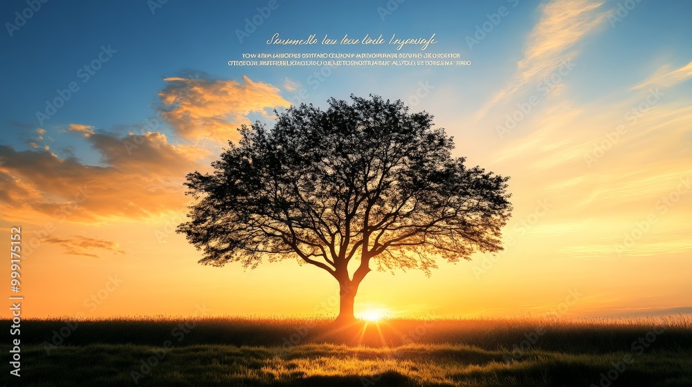 Silhouette of a tree at sunset with an inspirational quote, creating a peaceful, contemplative image. Silhouette of a tree at sunset with an inspirational quote, creating a peaceful, contemplative image.
