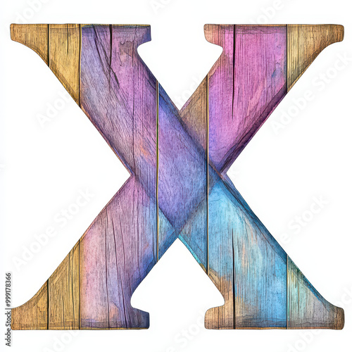Wallpaper Mural The letter X in pastel painted wood. Isolated on a white background. Torontodigital.ca