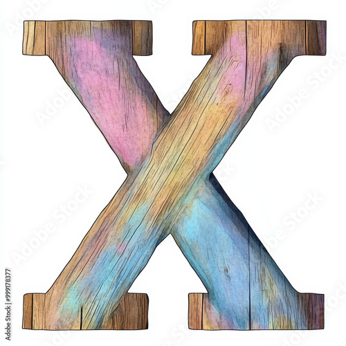 Wallpaper Mural The letter X in pastel painted wood. Isolated on a white background. Torontodigital.ca