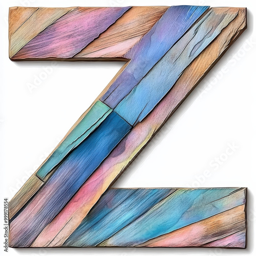 Wallpaper Mural The letter Z in pastel painted wood. Isolated on a white background. Torontodigital.ca