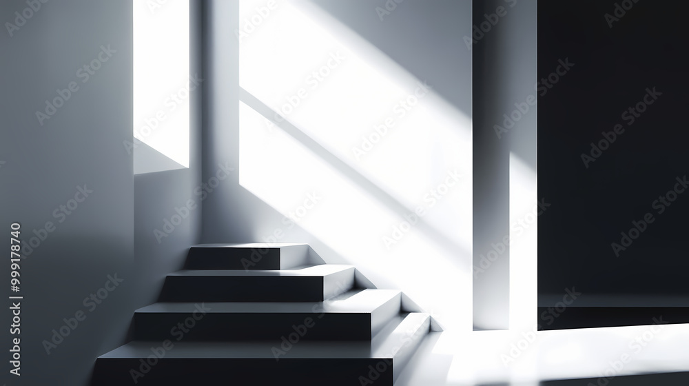 Contemporary abstract interior fragment in hi-tech. the interplay of shadow and light. Chiaroscuro. Illustration Contemporary abstract interior fragment in hi-tech. the interplay of shadow and light. Chiaroscuro. Illustration