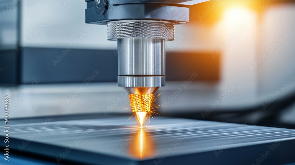A machine is cutting a piece of metal with a laser A machine is cutting a piece of metal with a laser