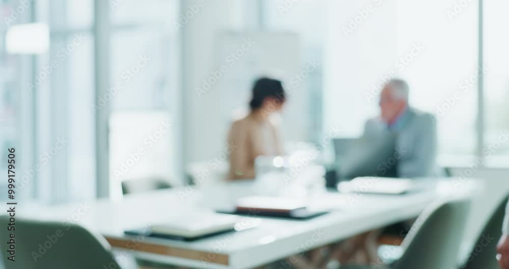Business people, handshake and welcome with team in meeting, introduction or partnership at office. Closeup, employees or colleagues shaking hands in blur for deal, agreement or greeting in boardroom Business people, handshake and welcome with team in meeting, introduction or partnership at office. Closeup, employees or colleagues shaking hands in blur for deal, agreement or greeting in boardroom