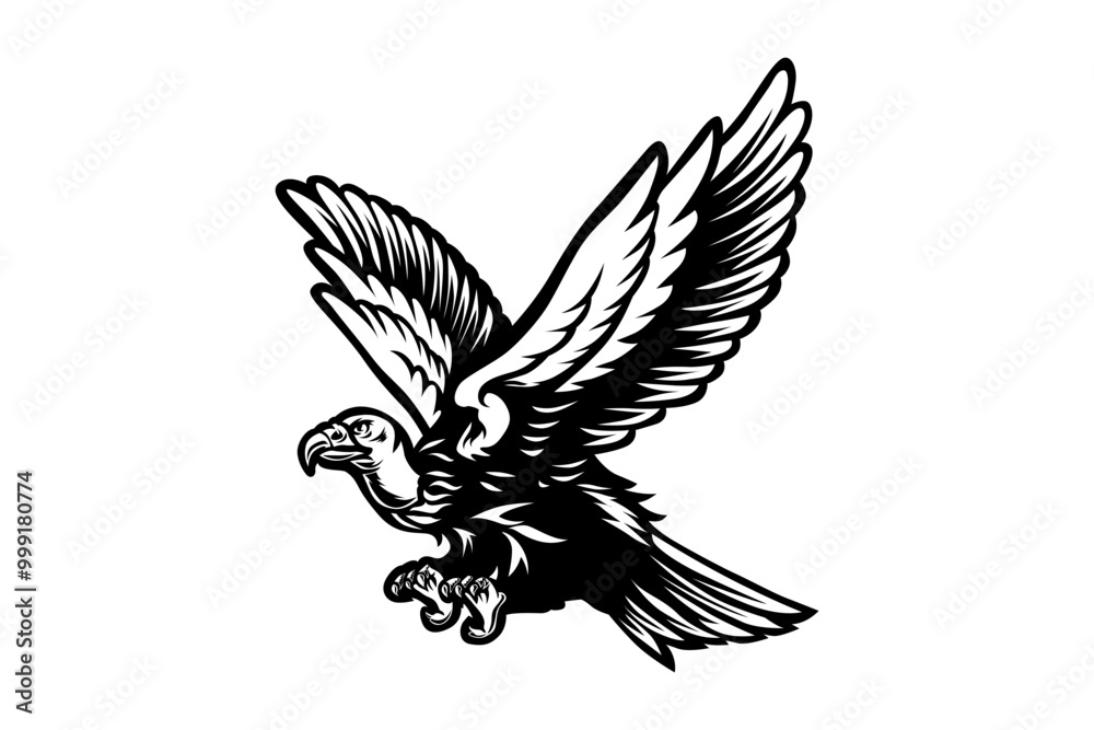 Obraz premium condor bird black white vector logo