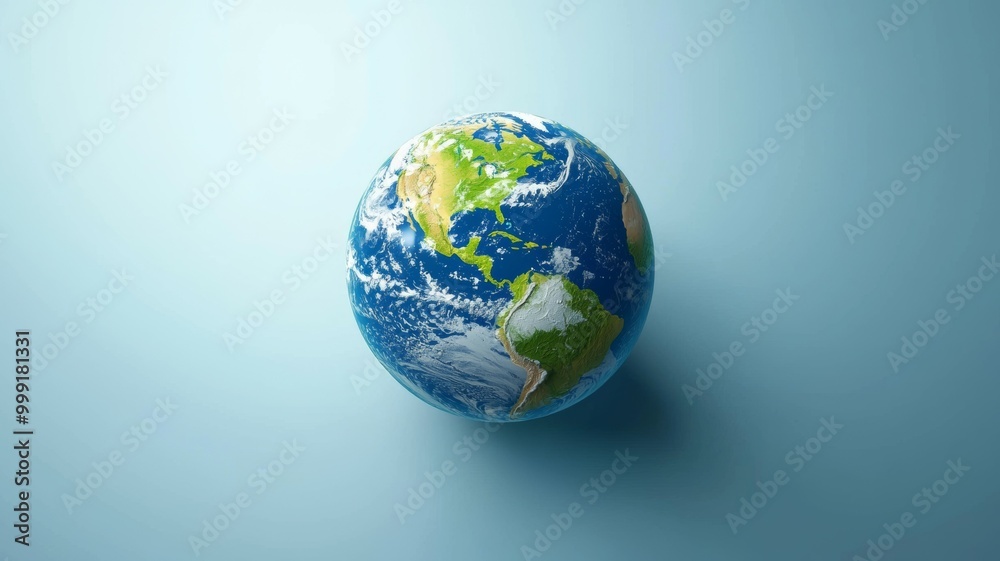 A blue and green planet with the continents of North America and South America A blue and green planet with the continents of North America and South America