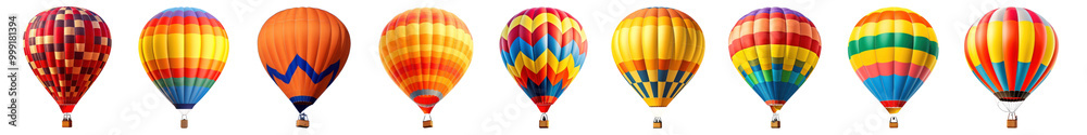 Fototapeta premium Hot air balloon png cut out element set