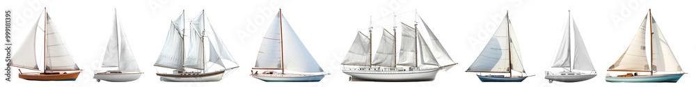 Fototapeta premium Sailboat png cut out element set