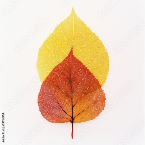 Vibrant autumn leaf with intricate veins