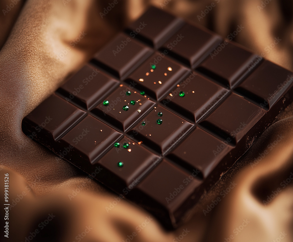 Luxurious chocolate adorned with gems, decadent indulgence Luxurious chocolate adorned with gems, decadent indulgence