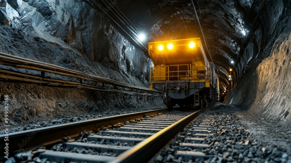 Naklejka premium A train is traveling through a tunnel