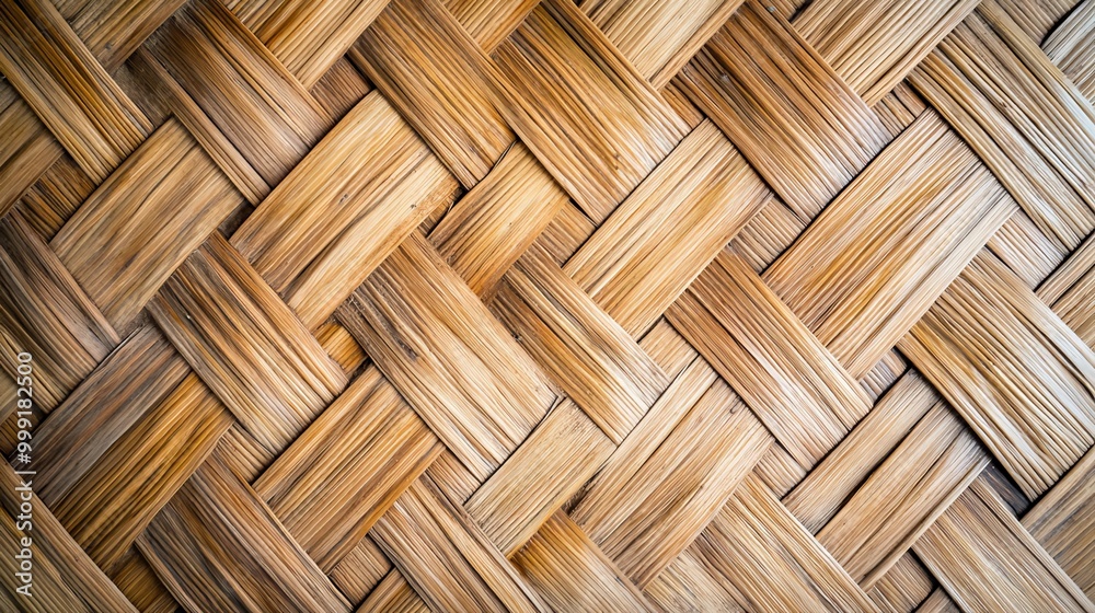 Close-up of a woven bamboo pattern, featuring a diagonal criss-cross design, highlighting the natural texture of the material. Close-up of a woven bamboo pattern, featuring a diagonal criss-cross design, highlighting the natural texture of the material.