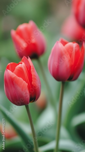 Close-up photo of red tulip flowers