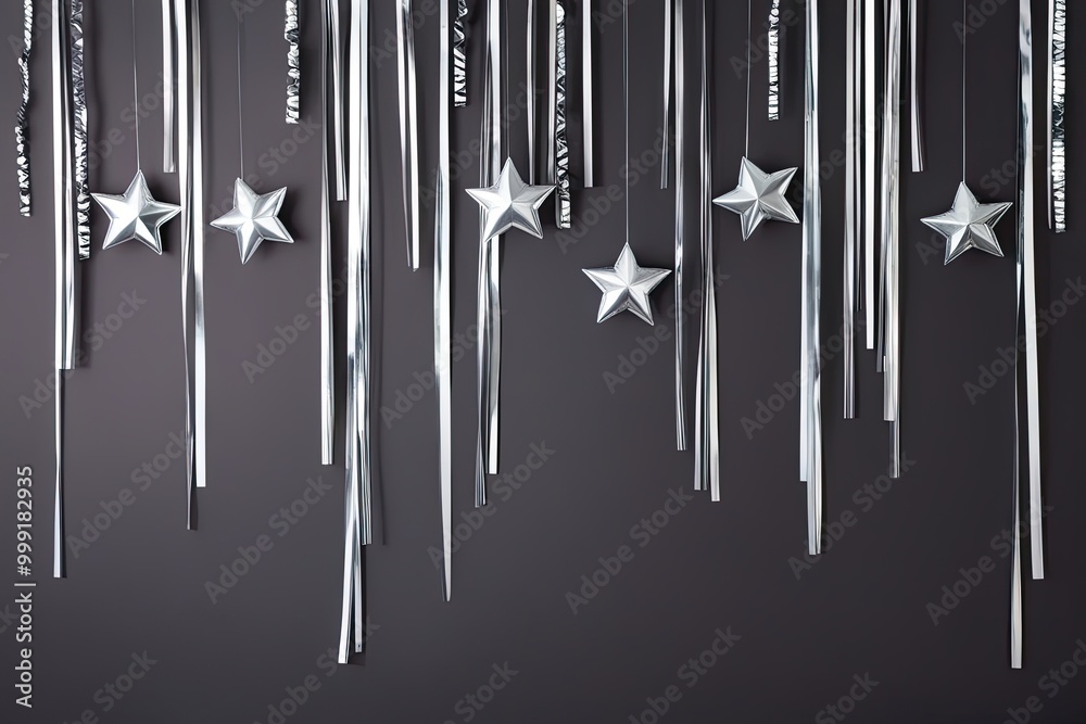 Colorful Celebration Backdrop with Streamers and Silver Stars for Festive Events Colorful Celebration Backdrop with Streamers and Silver Stars for Festive Events