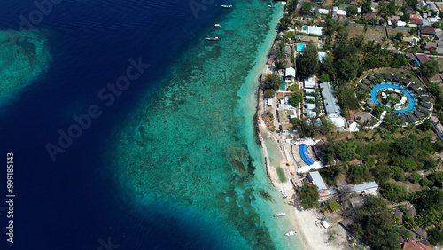 Gili Air Island, Beautiful Tropical Coastline in Indonesian Islands. 