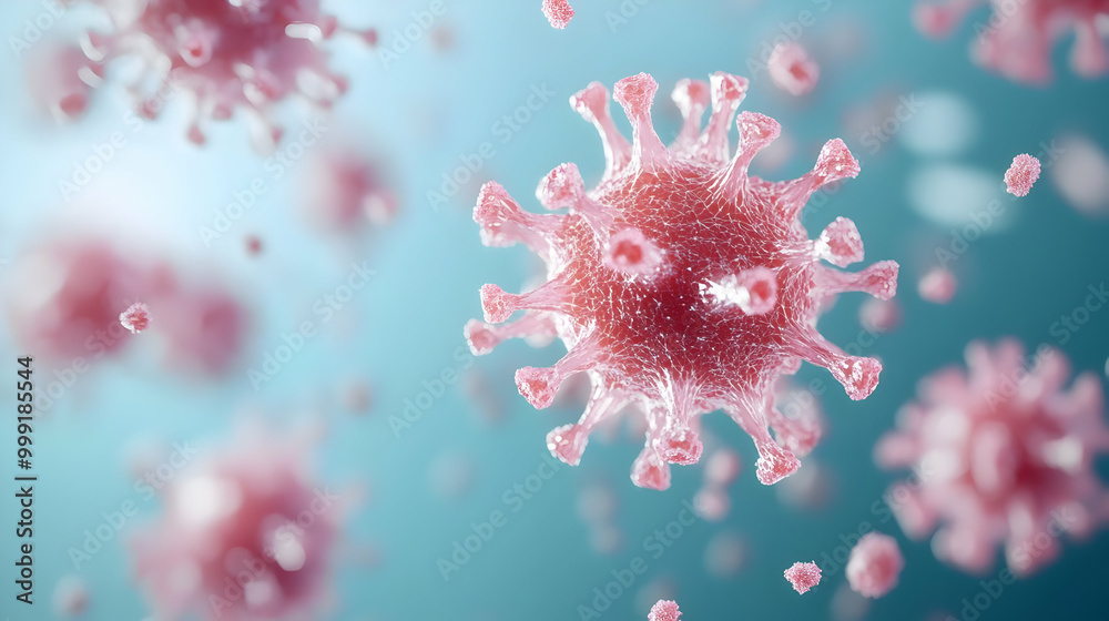 Realistic Rendering of Pinkish Red Virus Concept Realistic Rendering of Pinkish Red Virus Concept