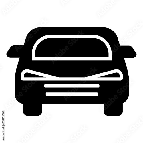 前から見た車のモノクロアイコンイラスト
