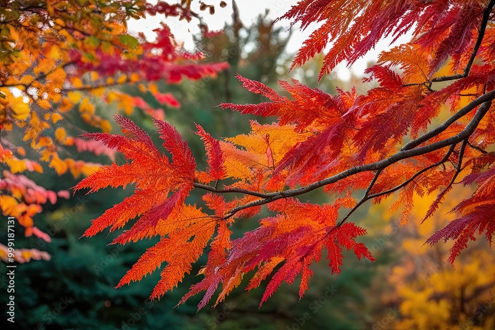Shimmering Branches with Warm Autumn Colors and Vivid Nature Foliage Shimmering Branches with Warm Autumn Colors and Vivid Nature Foliage