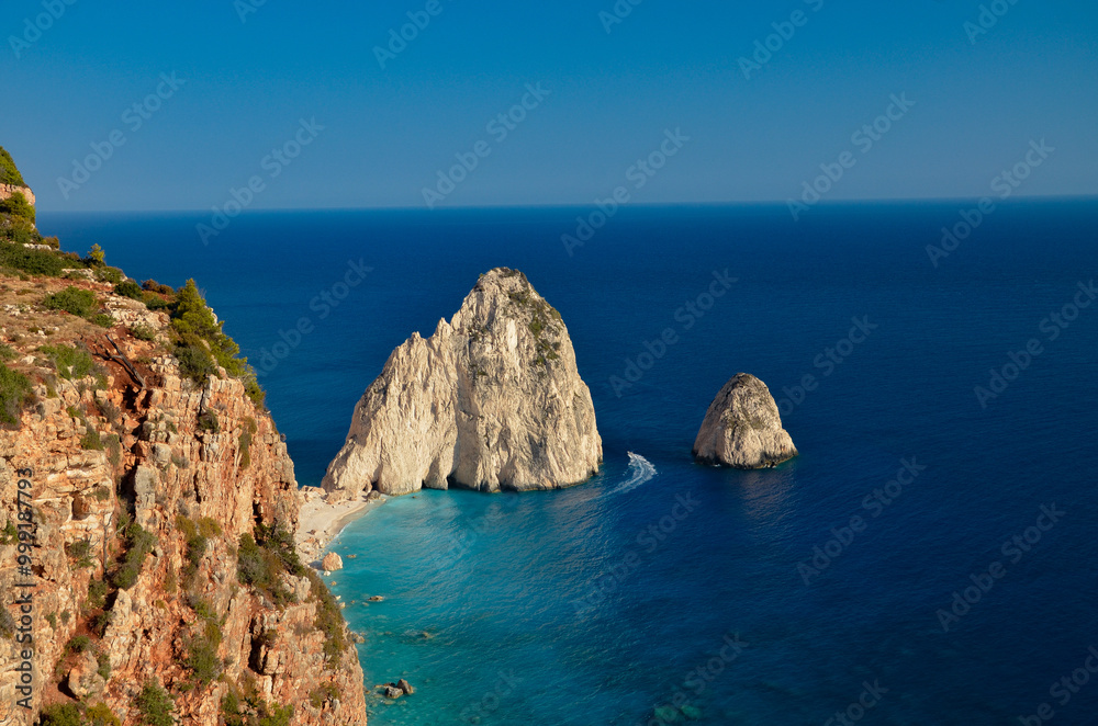 Fototapeta premium Zakynthos August 2024, amazing multicolored and surprising landscapes, Keri cliffs, Mizithres viewpoint