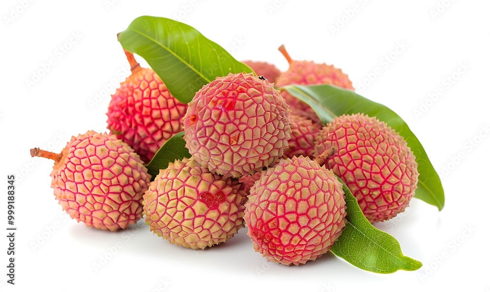 Fresh lychees isolated on white background Fresh lychees isolated on white background