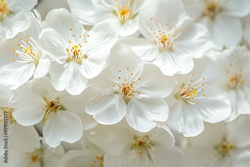 Delicate white cherry blossom flowers in bloom