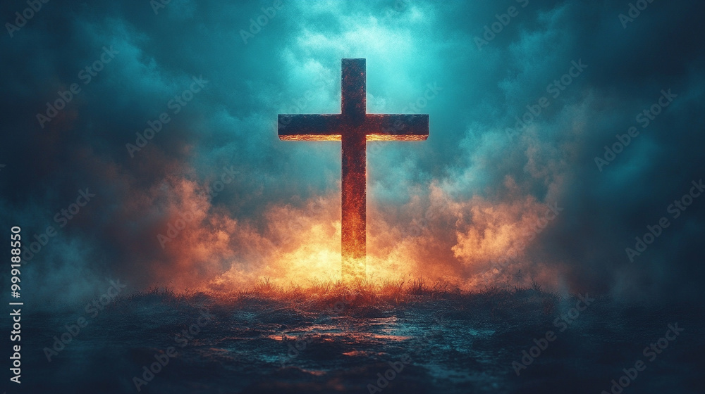 cross breaks through a serene cloudscape, symbolizing hope and divine guidance. This image evokes feelings of faith, peace, and spiritual upliftment, inviting viewers to reflect on their beliefs cross breaks through a serene cloudscape, symbolizing hope and divine guidance. This image evokes feelings of faith, peace, and spiritual upliftment, inviting viewers to reflect on their beliefs